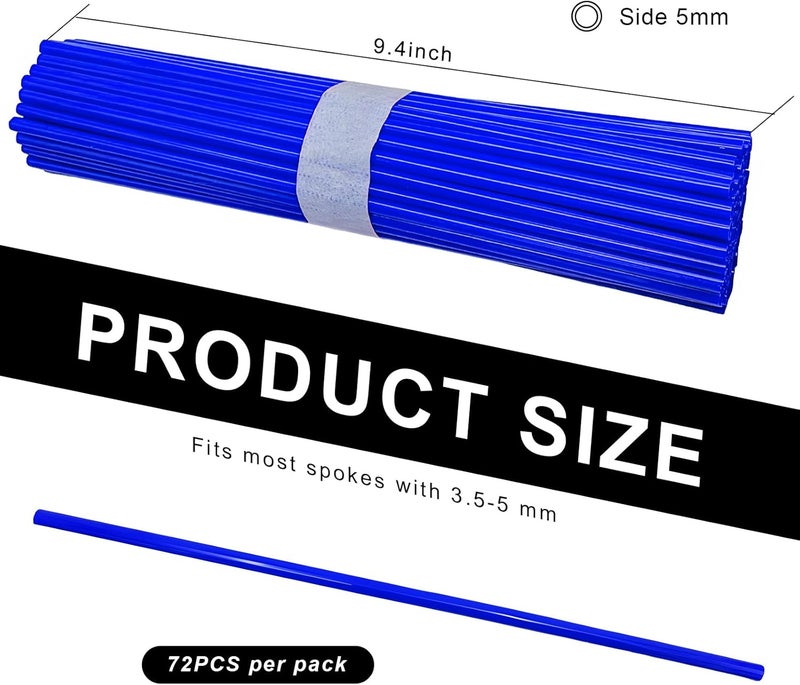 NYTKL 72 PCS Dirt Bike Spoke Skins Covers, Wheel Spoke Skins Wrap Covers Trim for 8"-21" Rims, Wheel Rim Pipe Trim Decoration Protector for Motorcycle Dirt Bike Wheelchair (Dark Blue) - Image 2